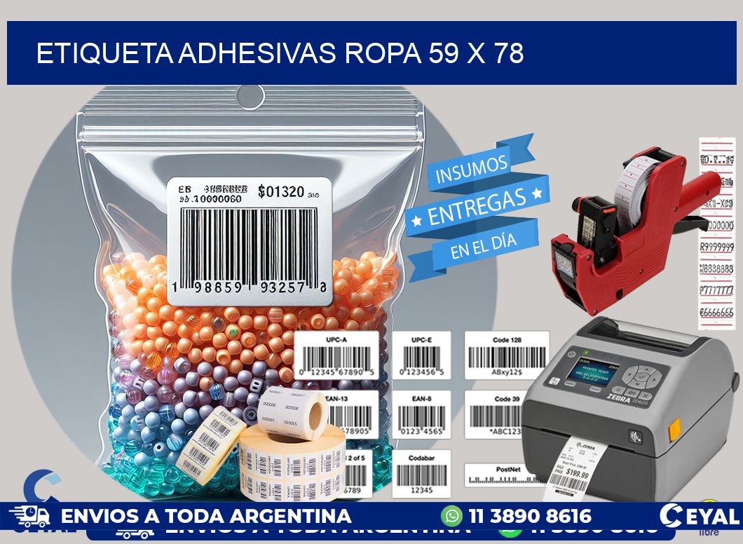 ETIQUETA ADHESIVAS ROPA 59 x 78