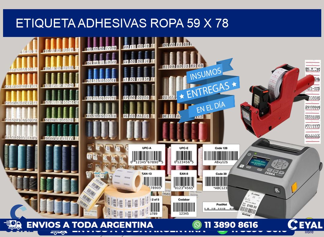 ETIQUETA ADHESIVAS ROPA 59 x 78