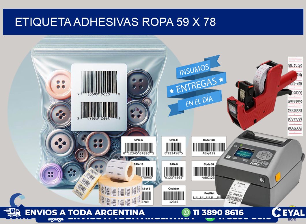 ETIQUETA ADHESIVAS ROPA 59 x 78