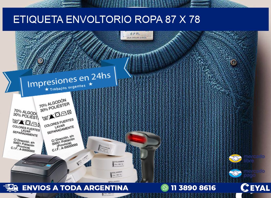 ETIQUETA ENVOLTORIO ROPA 87 x 78