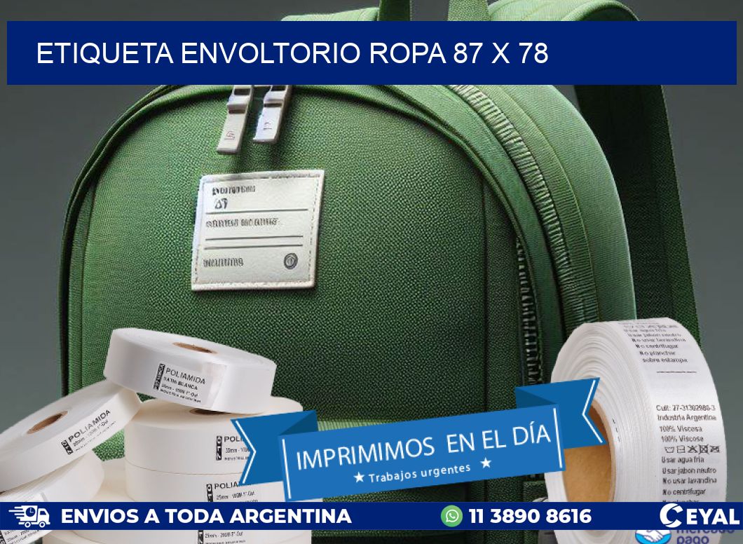 ETIQUETA ENVOLTORIO ROPA 87 x 78