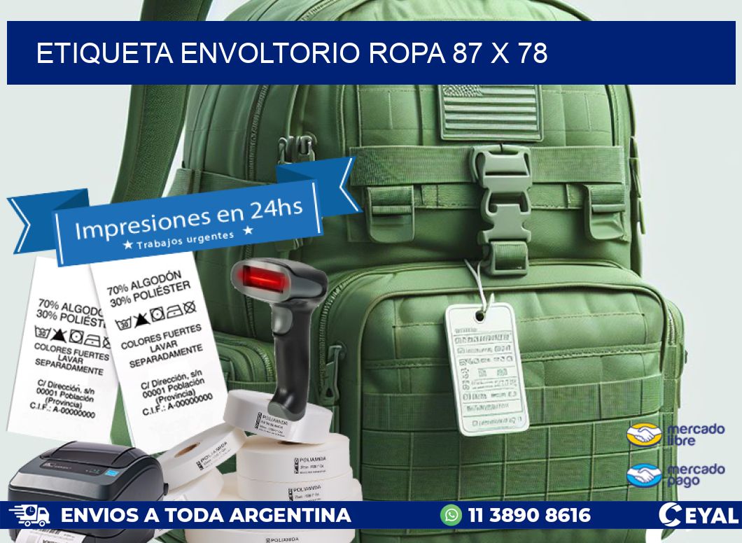 ETIQUETA ENVOLTORIO ROPA 87 x 78