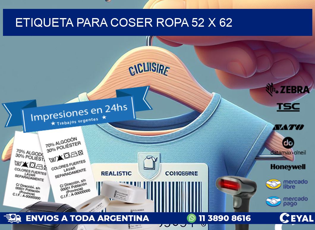 ETIQUETA PARA COSER ROPA 52 x 62