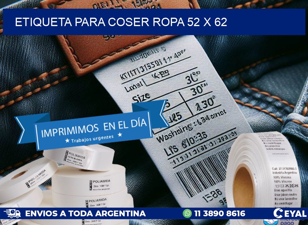ETIQUETA PARA COSER ROPA 52 x 62