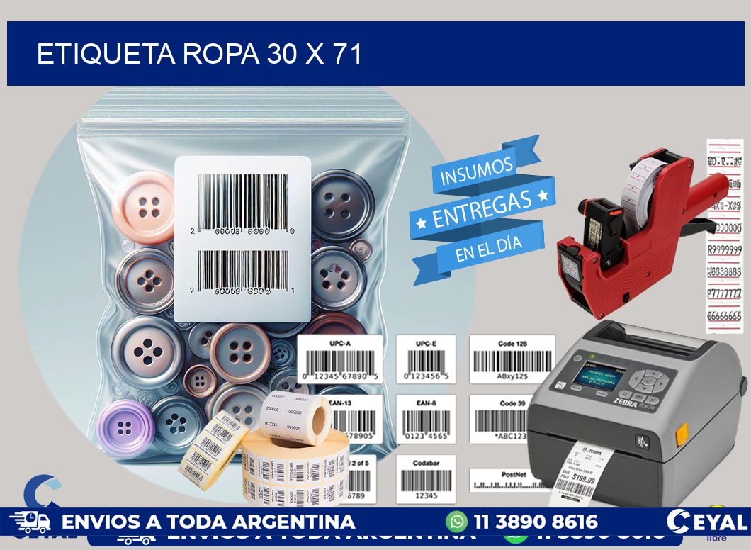 ETIQUETA ROPA 30 x 71
