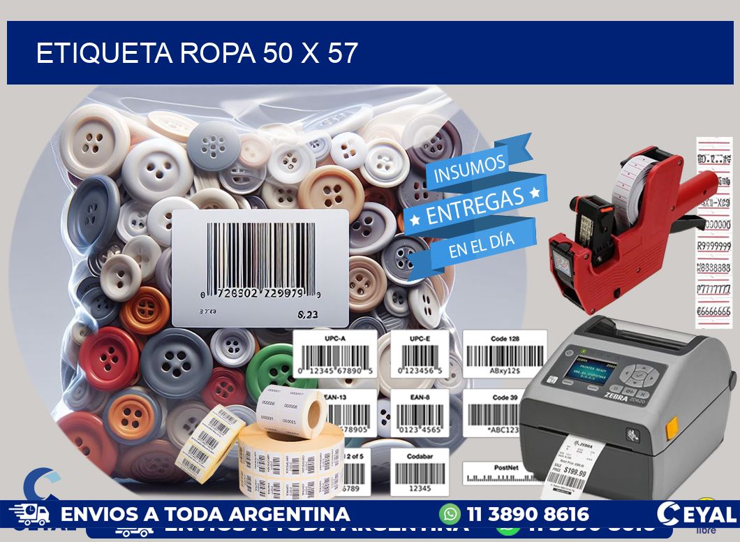 ETIQUETA ROPA 50 x 57