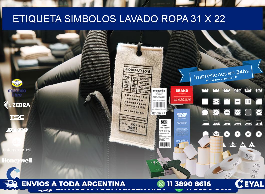 ETIQUETA SIMBOLOS LAVADO ROPA 31 x 22