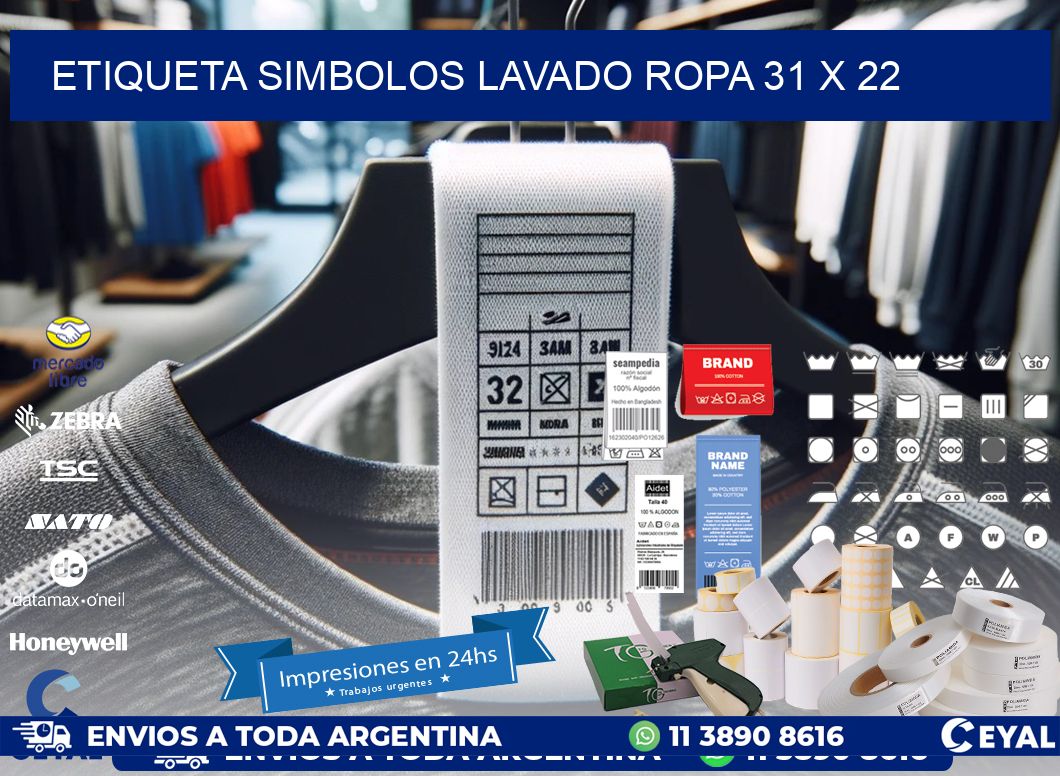 ETIQUETA SIMBOLOS LAVADO ROPA 31 x 22