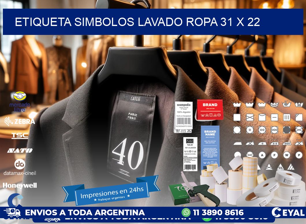 ETIQUETA SIMBOLOS LAVADO ROPA 31 x 22