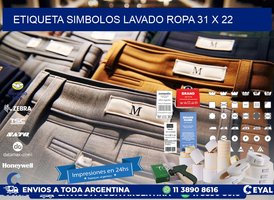 ETIQUETA SIMBOLOS LAVADO ROPA 31 x 22