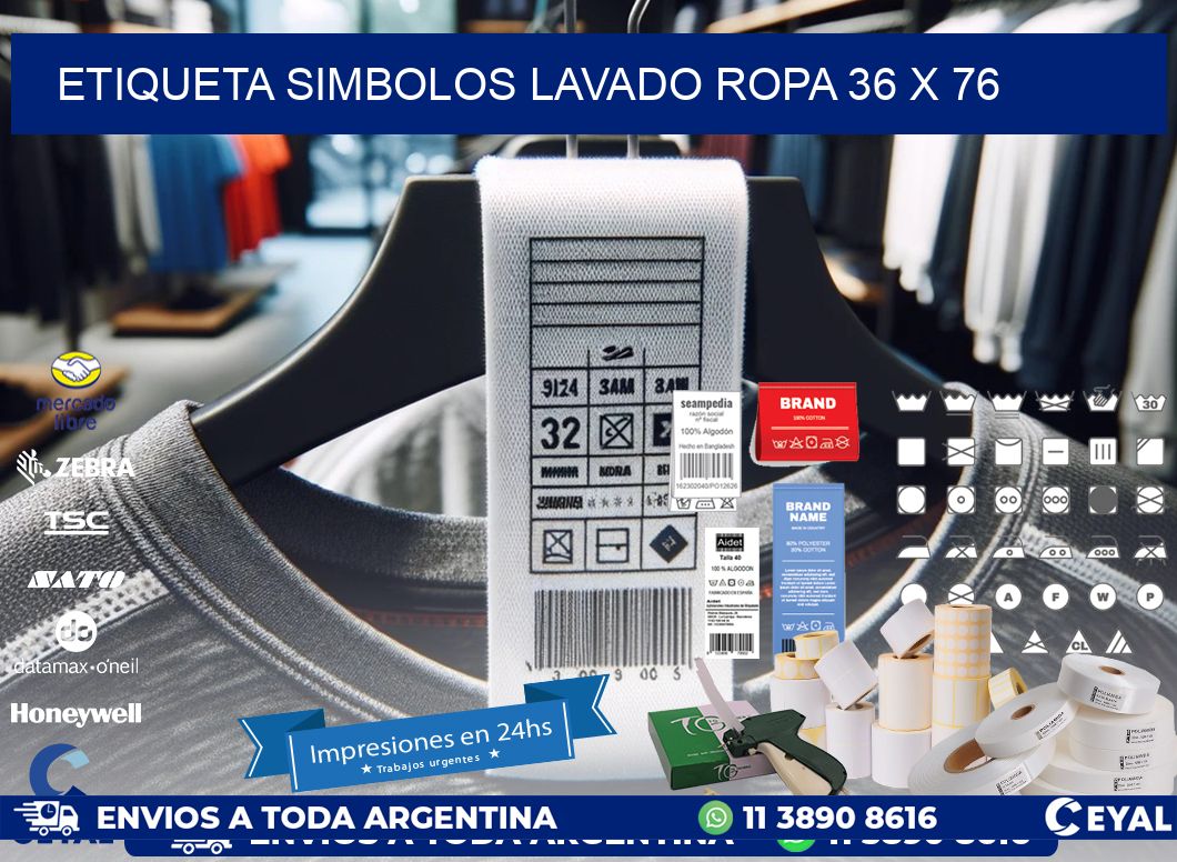 ETIQUETA SIMBOLOS LAVADO ROPA 36 x 76
