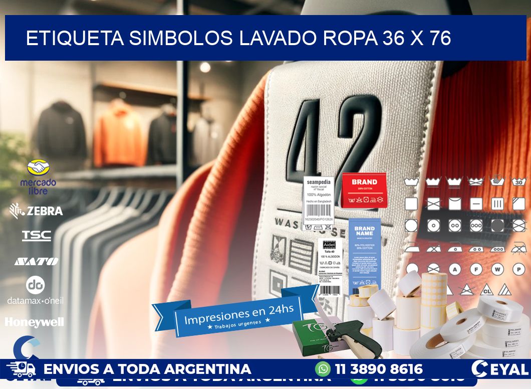ETIQUETA SIMBOLOS LAVADO ROPA 36 x 76