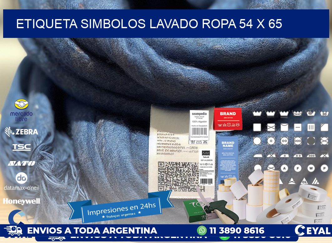 ETIQUETA SIMBOLOS LAVADO ROPA 54 x 65