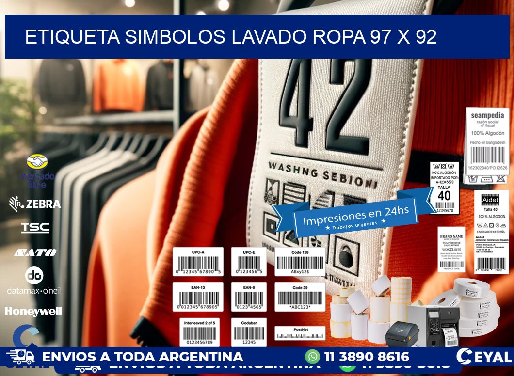 ETIQUETA SIMBOLOS LAVADO ROPA 97 x 92