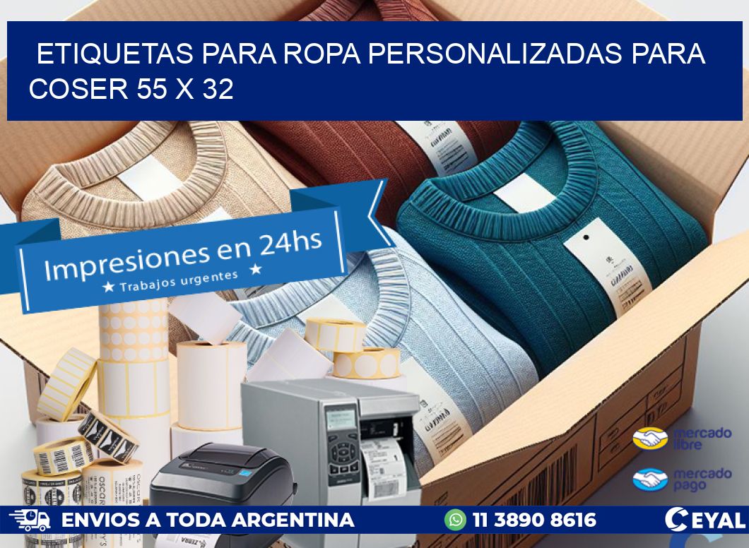 ETIQUETAS PARA ROPA PERSONALIZADAS PARA COSER 55 x 32