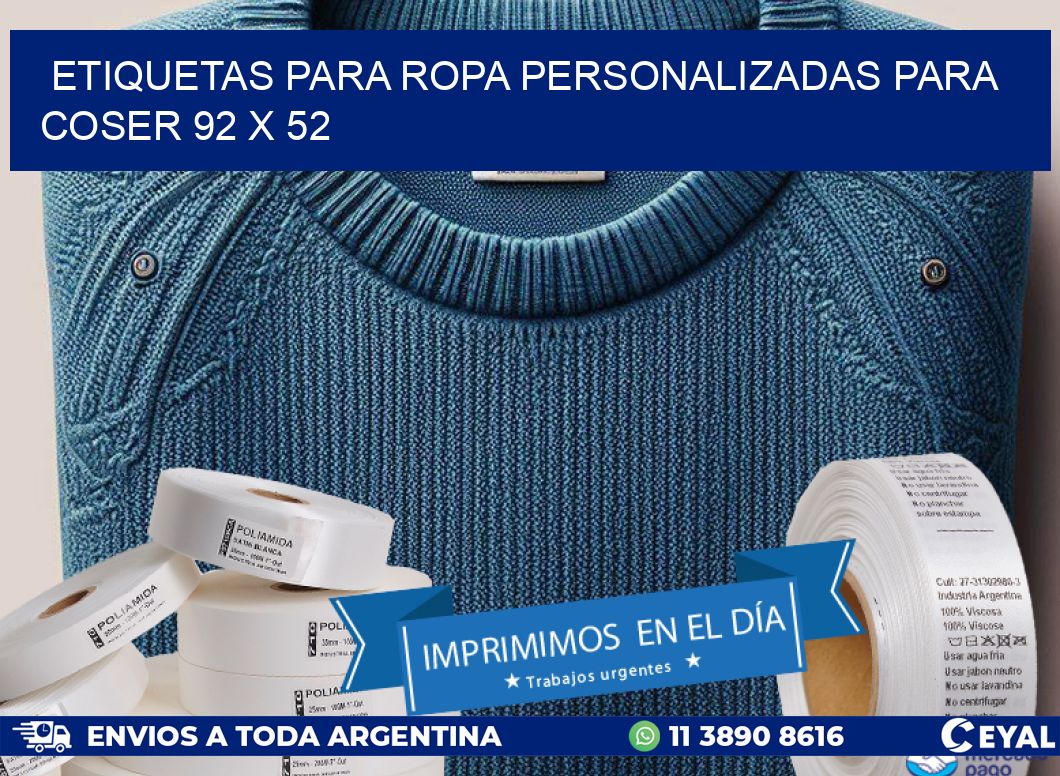 ETIQUETAS PARA ROPA PERSONALIZADAS PARA COSER 92 x 52