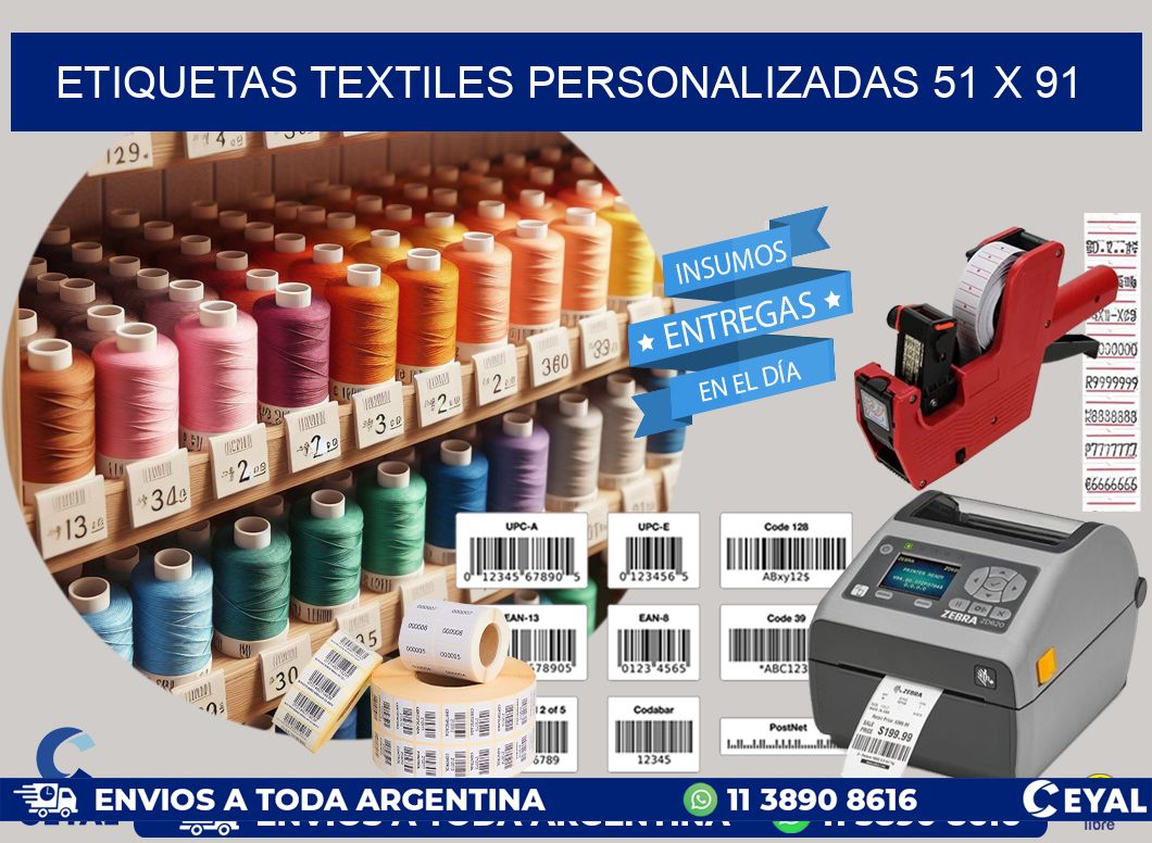 ETIQUETAS TEXTILES PERSONALIZADAS 51 x 91