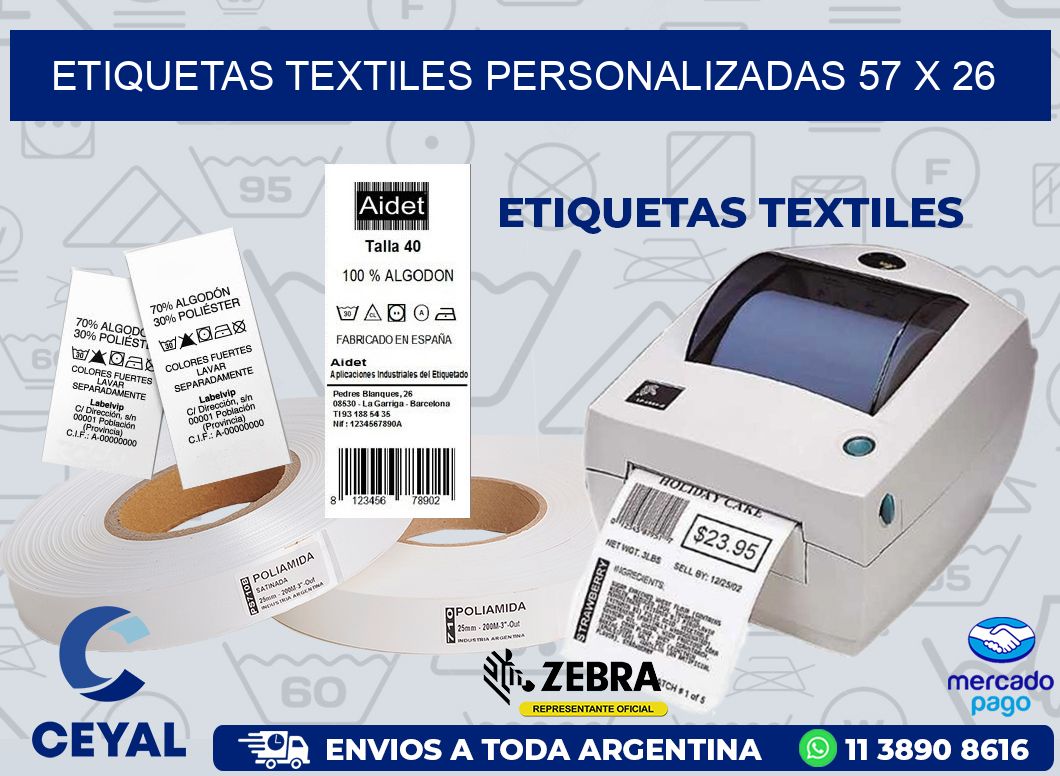 ETIQUETAS TEXTILES PERSONALIZADAS 57 x 26