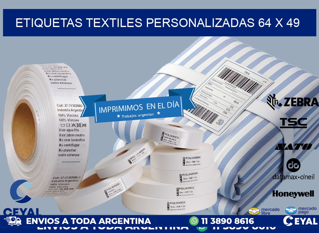 ETIQUETAS TEXTILES PERSONALIZADAS 64 x 49