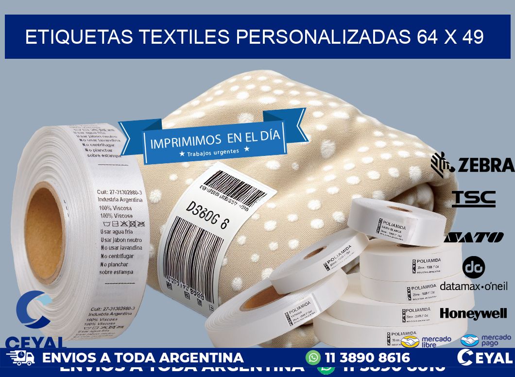 ETIQUETAS TEXTILES PERSONALIZADAS 64 x 49