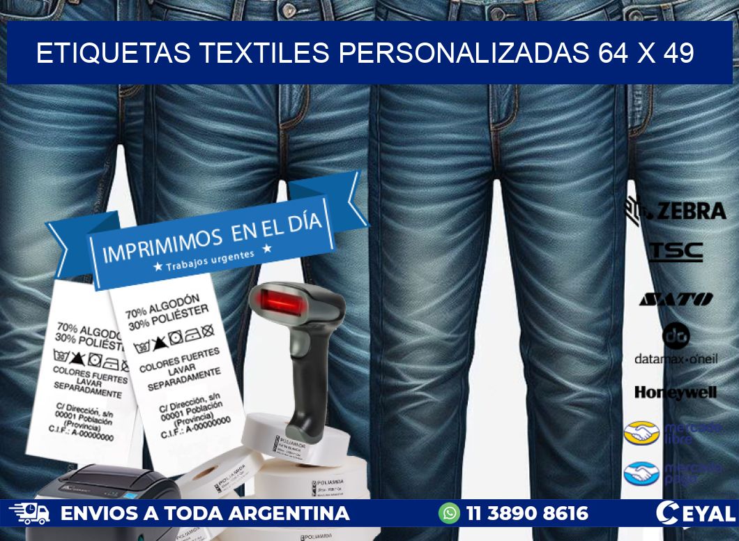 ETIQUETAS TEXTILES PERSONALIZADAS 64 x 49