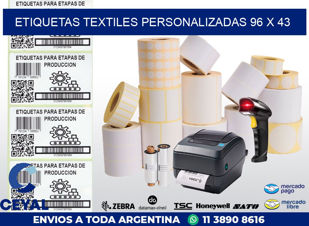 ETIQUETAS TEXTILES PERSONALIZADAS 96 x 43