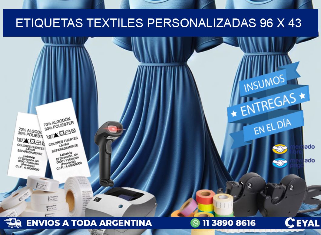 ETIQUETAS TEXTILES PERSONALIZADAS 96 x 43