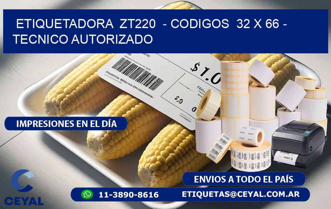 ETIQUETADORA  ZT220  - CODIGOS  32 x 66 - TECNICO AUTORIZADO