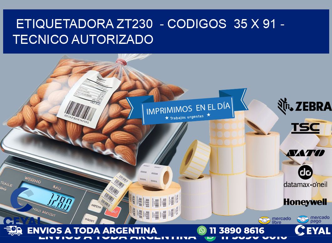 ETIQUETADORA ZT230  - CODIGOS  35 x 91 - TECNICO AUTORIZADO