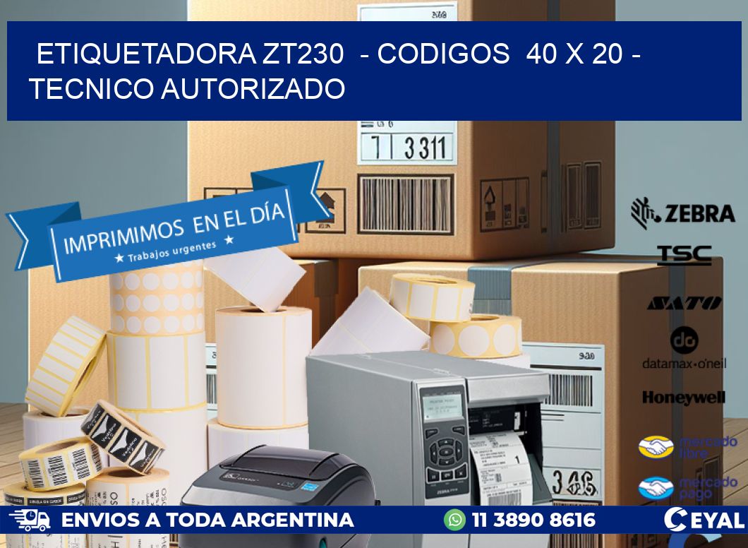 ETIQUETADORA ZT230  - CODIGOS  40 x 20 - TECNICO AUTORIZADO
