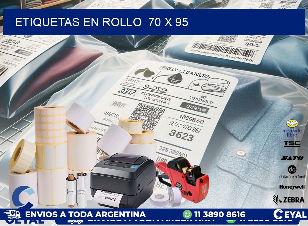 ETIQUETAS EN ROLLO  70 x 95