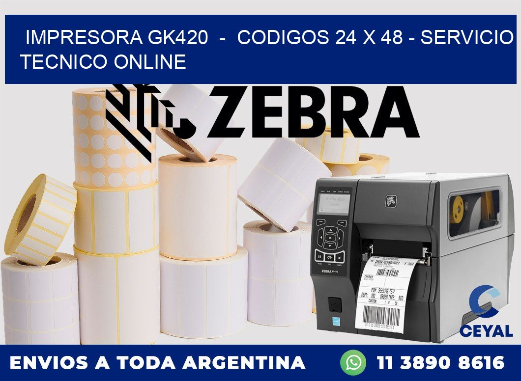 IMPRESORA GK420  -  CODIGOS 24 x 48 - SERVICIO TECNICO ONLINE