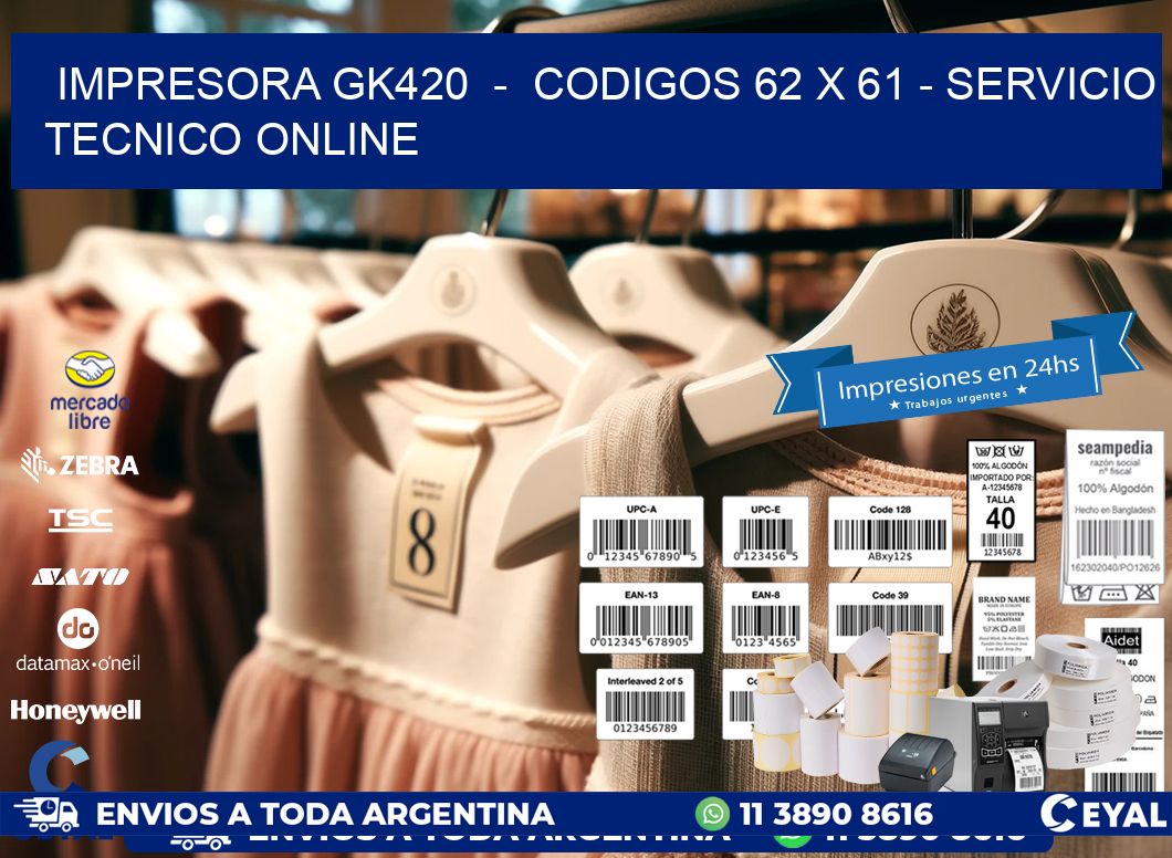IMPRESORA GK420  -  CODIGOS 62 x 61 - SERVICIO TECNICO ONLINE