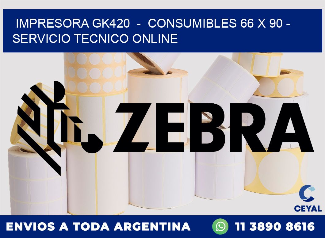 IMPRESORA GK420  -  CONSUMIBLES 66 x 90 - SERVICIO TECNICO ONLINE