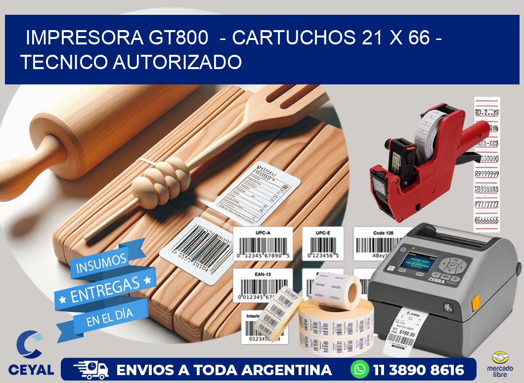 IMPRESORA GT800  - CARTUCHOS 21 x 66 - TECNICO AUTORIZADO