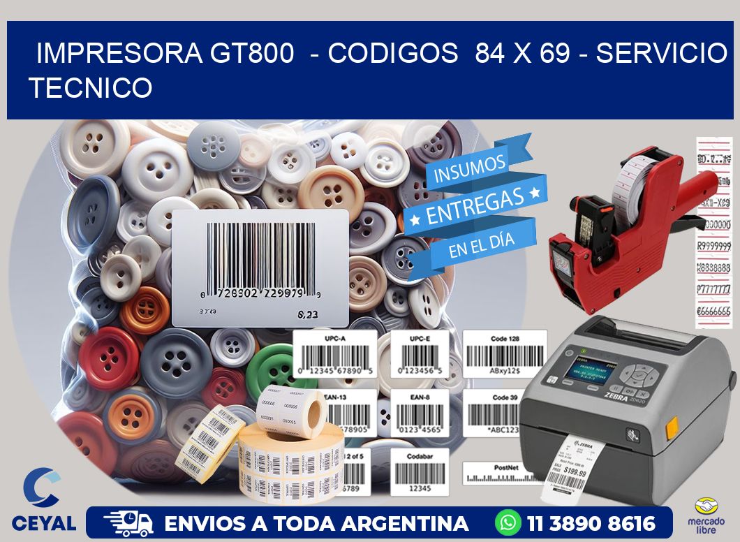 IMPRESORA GT800  - CODIGOS  84 x 69 - SERVICIO TECNICO