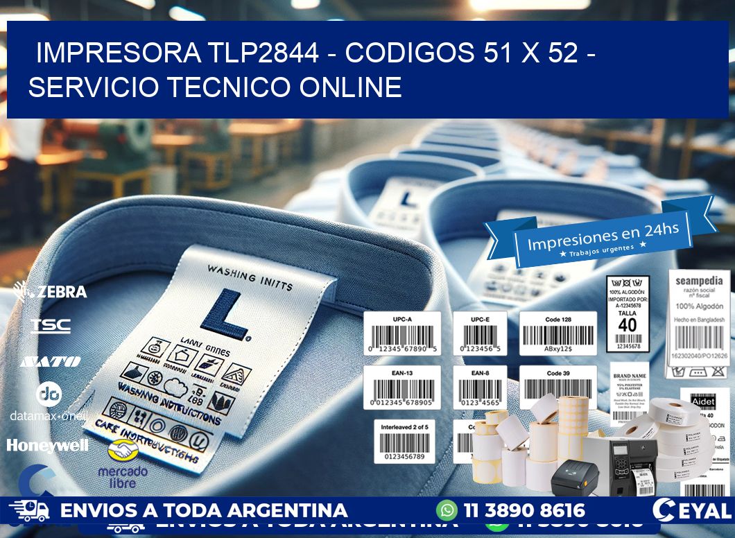 IMPRESORA TLP2844 - CODIGOS 51 x 52 - SERVICIO TECNICO ONLINE