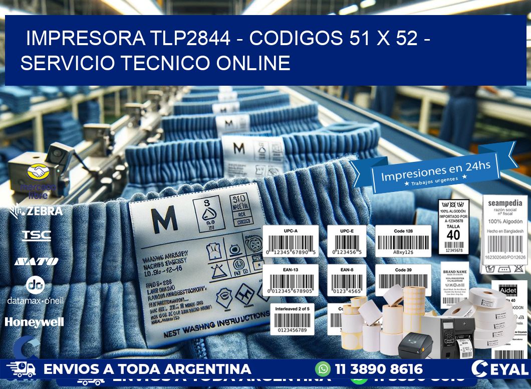 IMPRESORA TLP2844 - CODIGOS 51 x 52 - SERVICIO TECNICO ONLINE