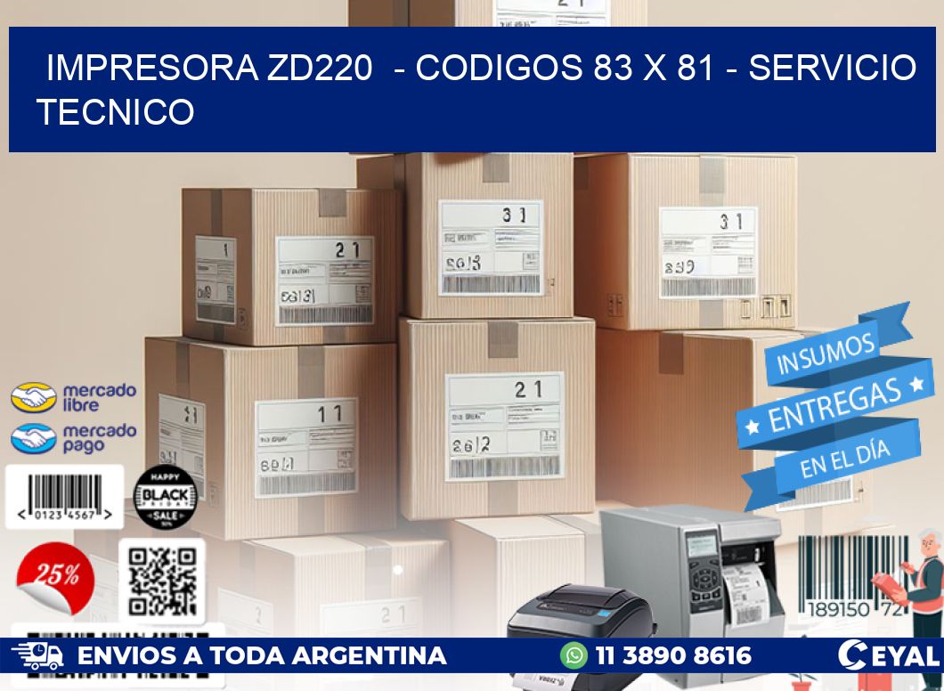 IMPRESORA ZD220 - CODIGOS 83 x 81 - SERVICIO TECNICO