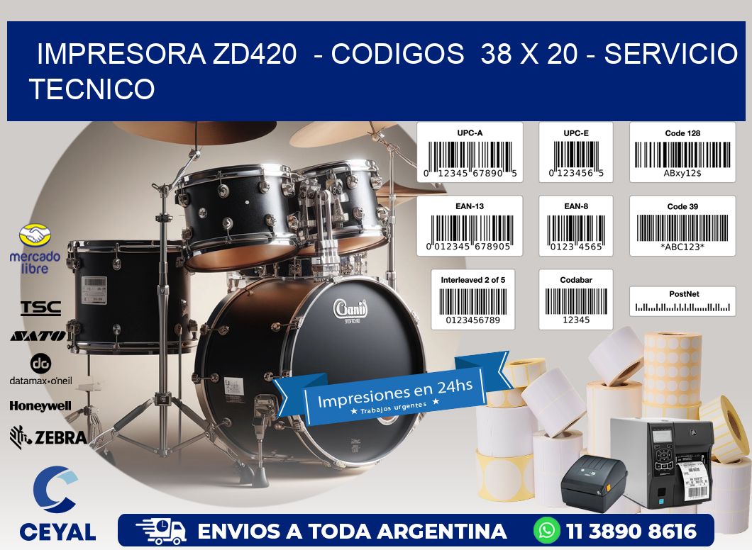 IMPRESORA ZD420  - CODIGOS  38 x 20 - SERVICIO TECNICO