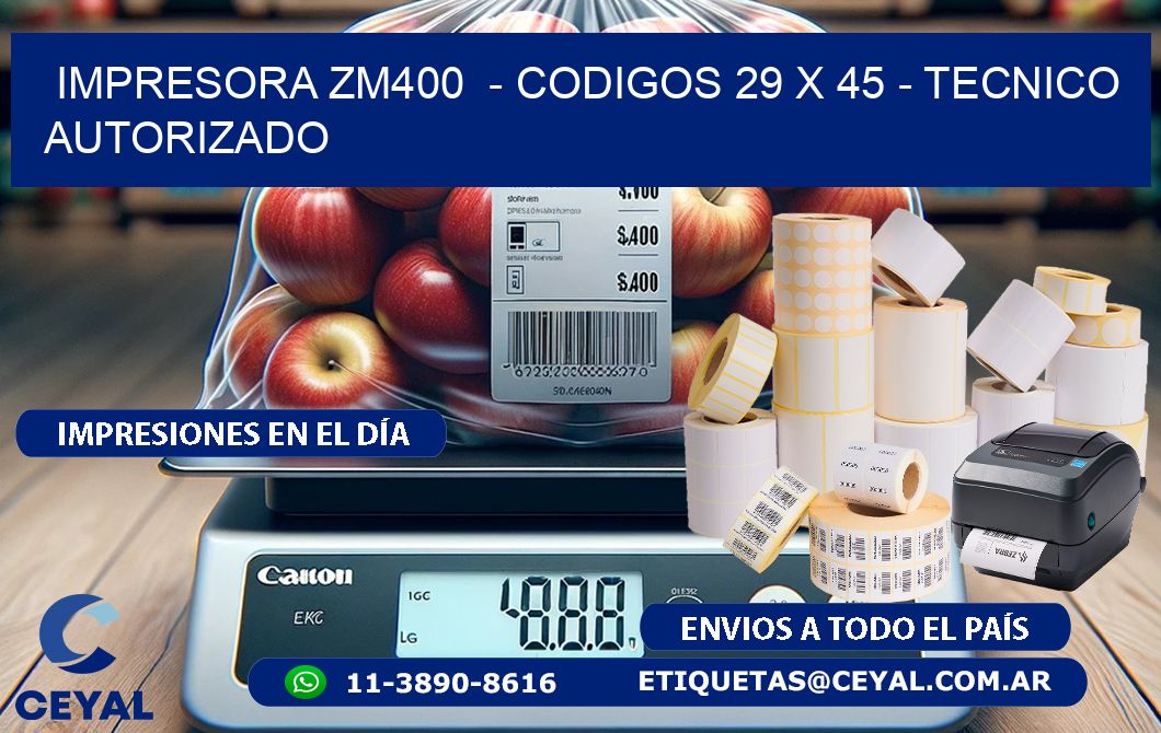 IMPRESORA ZM400  - CODIGOS 29 x 45 - TECNICO AUTORIZADO