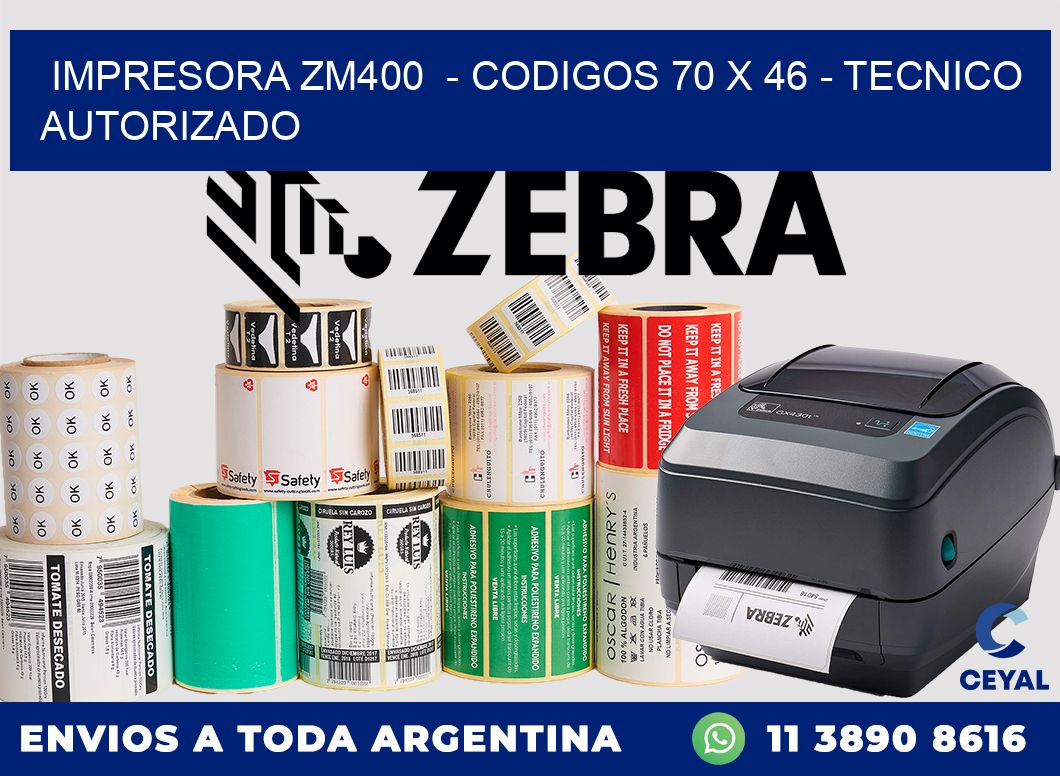 IMPRESORA ZM400  - CODIGOS 70 x 46 - TECNICO AUTORIZADO