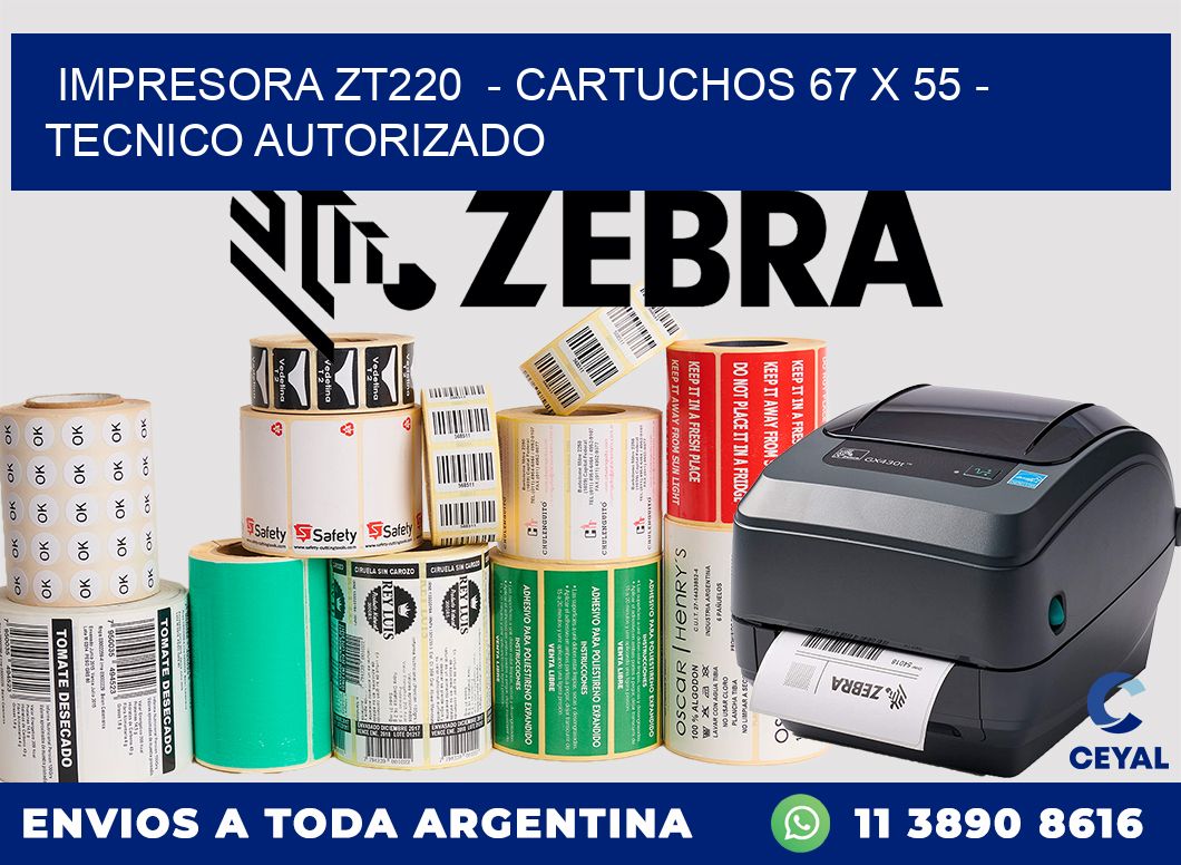 IMPRESORA ZT220  - CARTUCHOS 67 x 55 - TECNICO AUTORIZADO