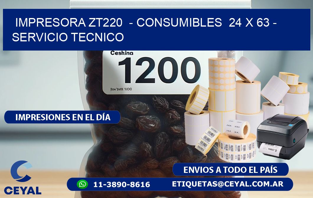 IMPRESORA ZT220  - CONSUMIBLES  24 x 63 - SERVICIO TECNICO