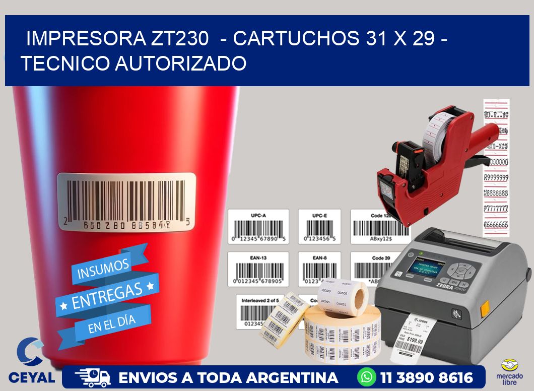 IMPRESORA ZT230  – CARTUCHOS 31 x 29 – TECNICO AUTORIZADO