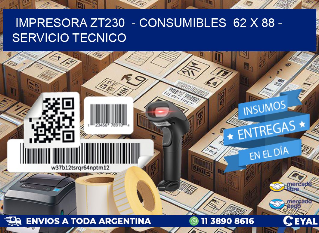 IMPRESORA ZT230  - CONSUMIBLES  62 x 88 - SERVICIO TECNICO