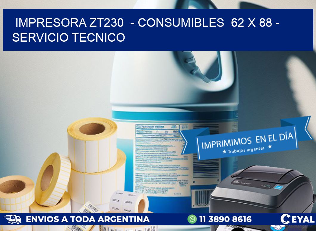 IMPRESORA ZT230  - CONSUMIBLES  62 x 88 - SERVICIO TECNICO