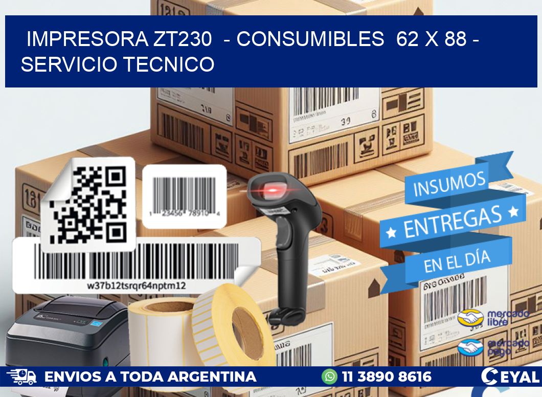 IMPRESORA ZT230  - CONSUMIBLES  62 x 88 - SERVICIO TECNICO