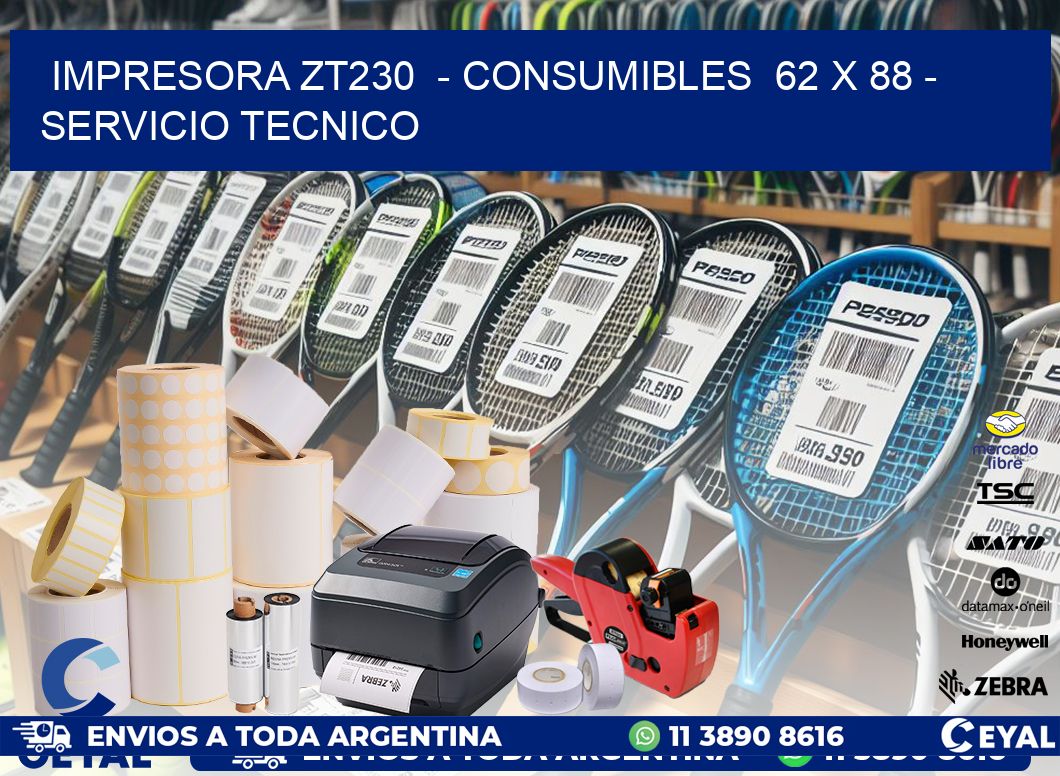 IMPRESORA ZT230  - CONSUMIBLES  62 x 88 - SERVICIO TECNICO