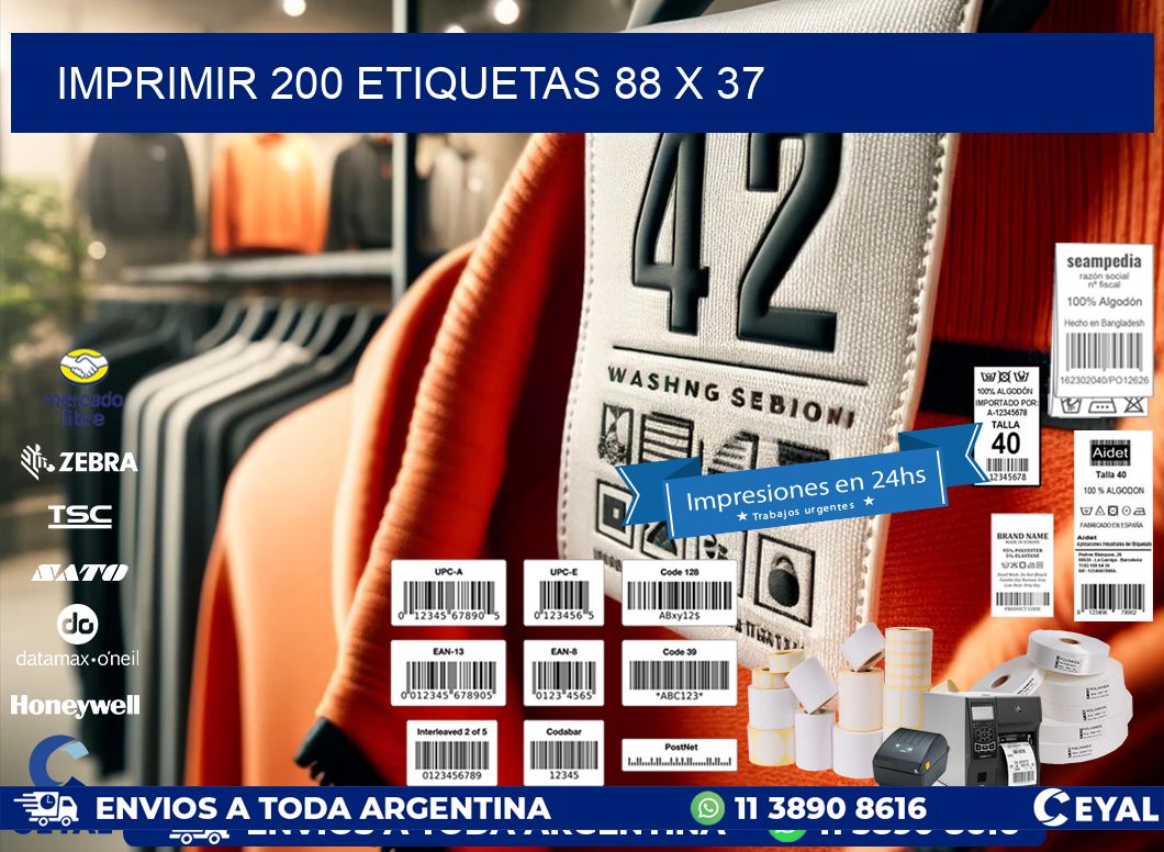 IMPRIMIR 200 ETIQUETAS 88 x 37
